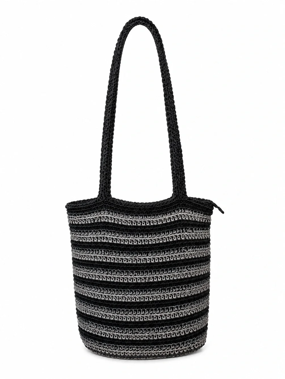 Black & Gray Crochet Shoulder Tote Bag - Women